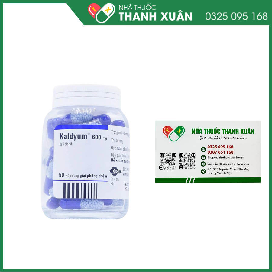 Kaldyum 600mg phòng và trị giảm kali máu lọ